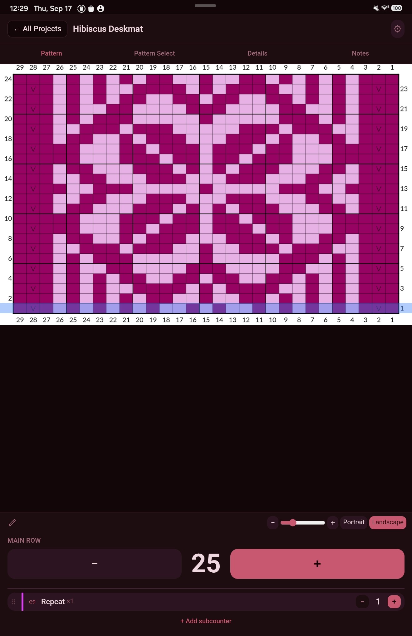 Count Rows From Sheep project page with pattern (Merlot theme)